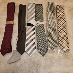 Lot Of 6 Men Slim/Skinny/Slim Ties - Brands: Calvin Klein Peguin The Tie Bar